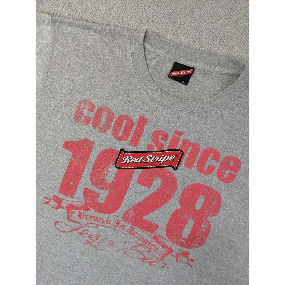 Red Stripe Cool Since 1928 Graphic T-Shirt Mens Gray 2XL Beer Jamaica